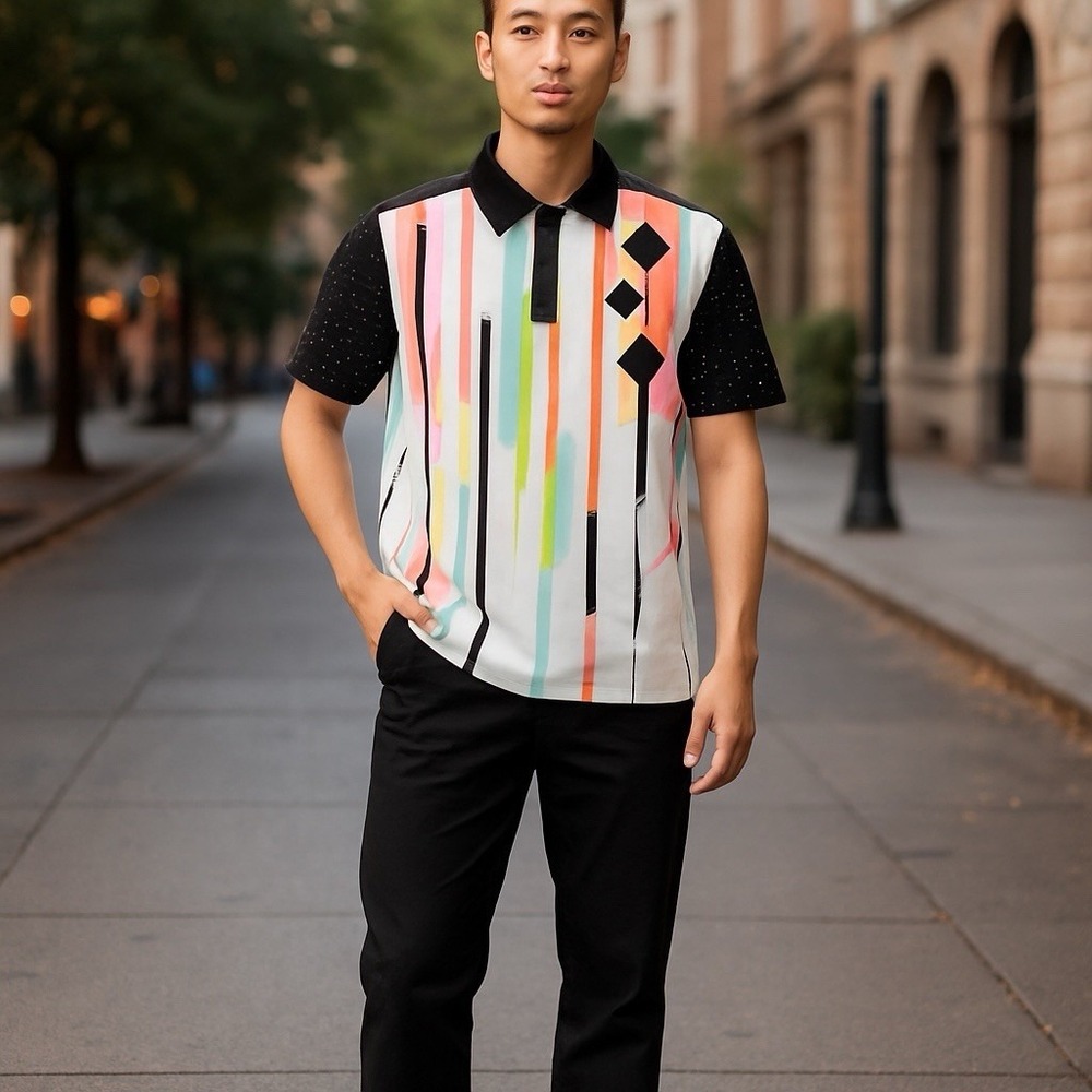 Hounskull Men's XL Colorblock Short Sleeve Polo Shirt‎